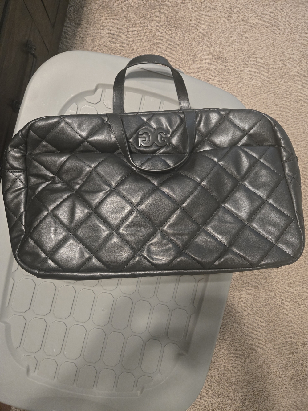Quilted Black Travel Bag with Top Handles